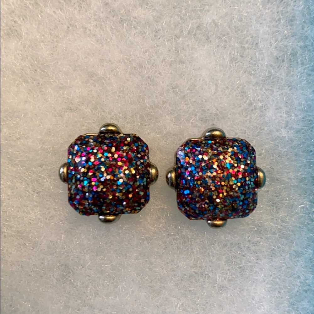 Multi Colored Glitter Stud Earrings